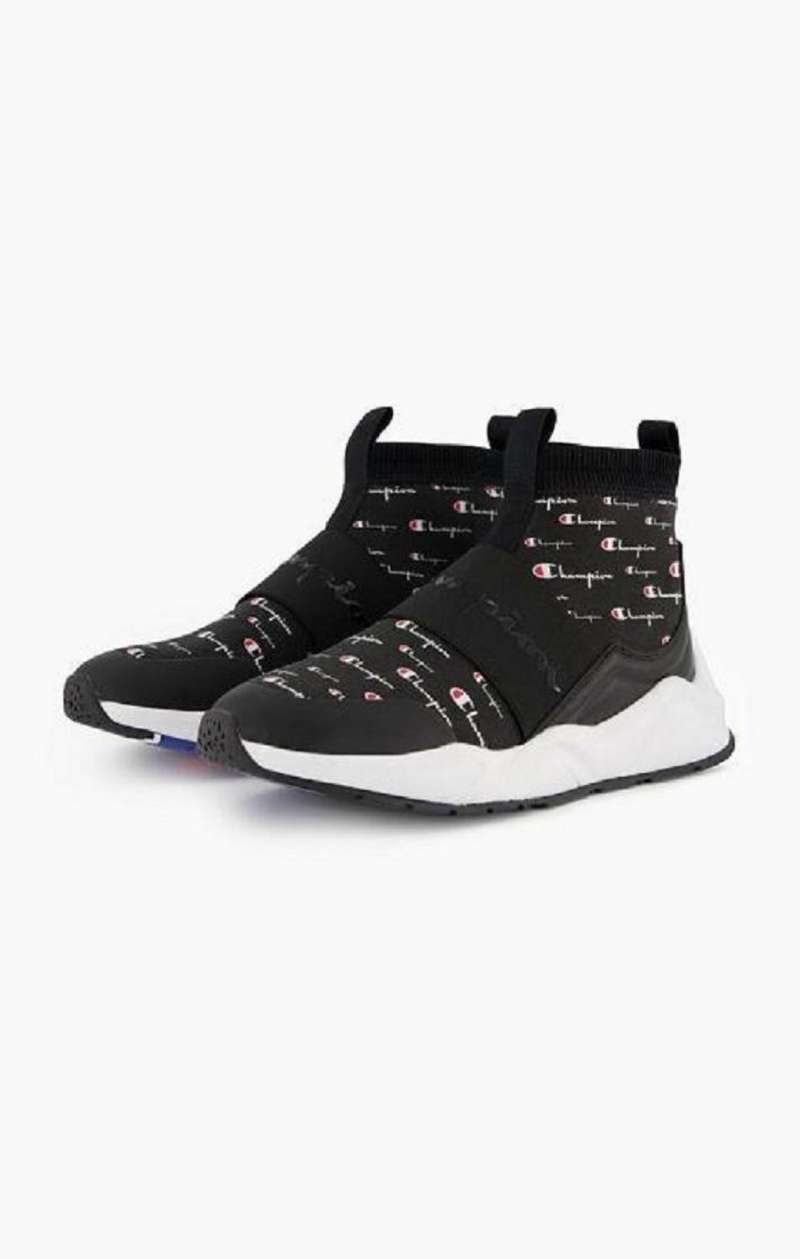 Zapatillas Champion Rally Script Logo Sock Runner Trainers Negras | 4823-TRVLZ